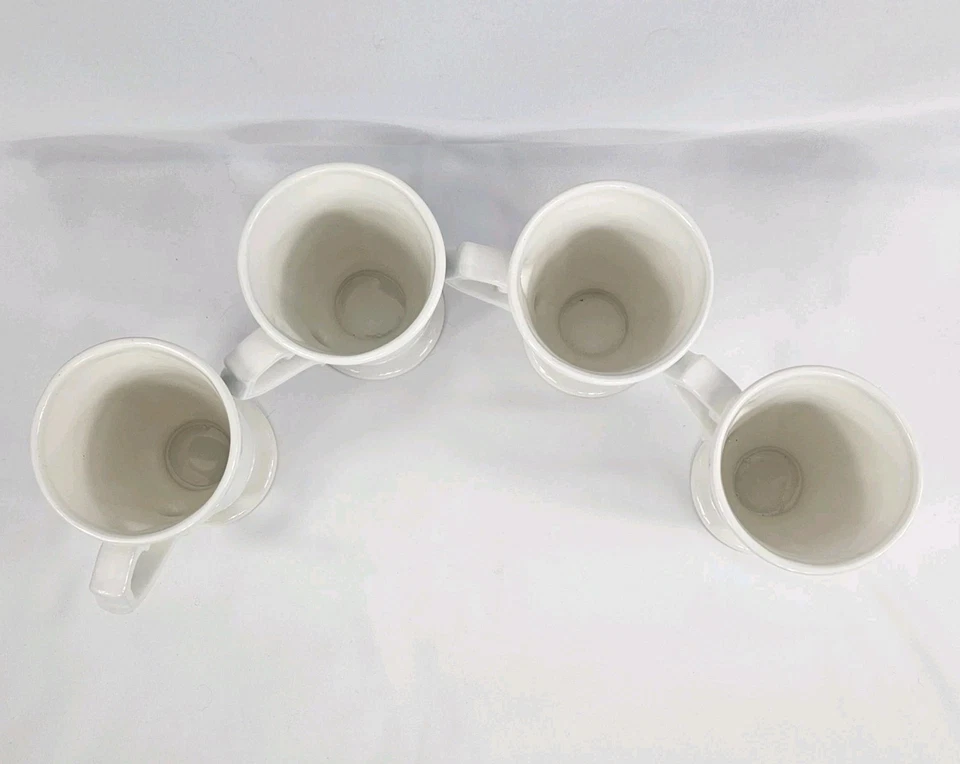 Vicky Howard Houston Harvest White Blue Snowflakes Footed Coffee Mugs Set of 4  - Image 4 of 4