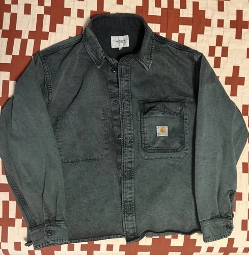 Carhartt WIP Green Denim Button Jacket Coat Shirt Men’s l
