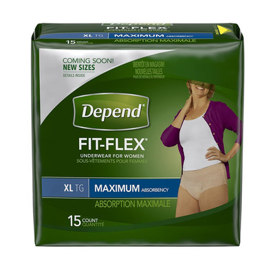 Depend FIT-FLEX Women Maximum Absorbency XL Tan Underwear 15 CT