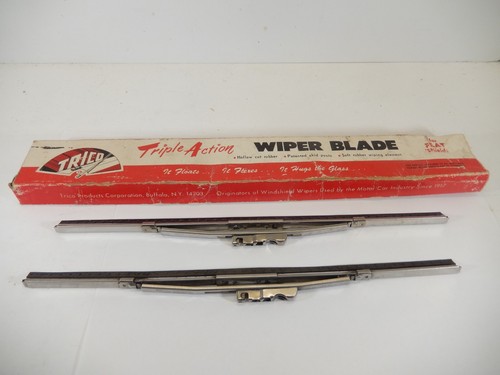 VINTAGE 11" TRICO TAU-11 TRIPLE ACTION  WIPER BLADE PAIR W/ DOT RUBBERS #1