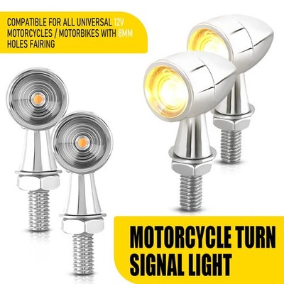 2Pair LED Motorcycle Amber Bullet Blinker Brake Turn Signal Light Tail Indicator
