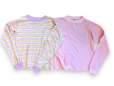 Hanna Andersson Girls Pink Striped Long Sleeve T-Shirt Set Size 140 Girls 10