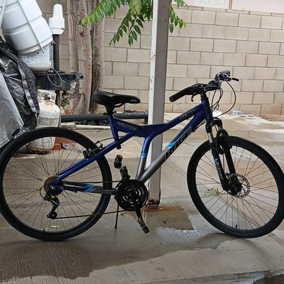 #ad Ridge Mountain Bike Blue Silver 26in 18 Speed Front Suspension Disc Brakes Steel $100.00