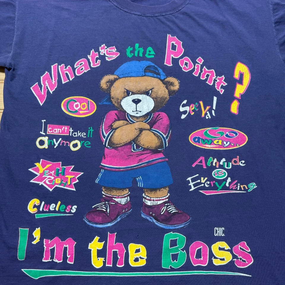 Vintage 90s What's the Point? I'm the Boss Teddy Bear Grunge Funny Shirt - Large - Image 2 of 4