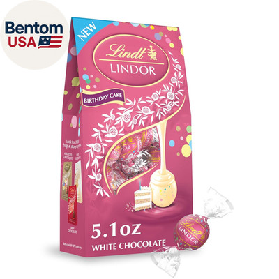 LINDOR Birthday Cake White Chocolate Truffles, White Chocolate Candy with Smooth