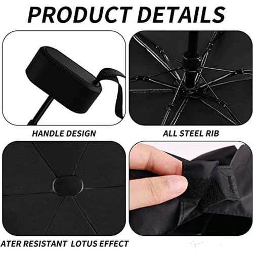 Mini parapluie pliable compact avec étui capsule UPF 50+ convient protection soleil pluie - Photo 4/17