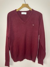 Vintage Christian Dior Monsieur Jumper V Neck Mens XL Red Logo-Embroidered USA