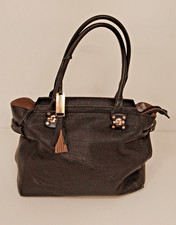 Massimo Dutti Black Leather Handbag. Medium Size