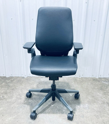 Steelcase Gesture 442A30 LEATHER Desk Chair 400lb Cap Adjustable Black
