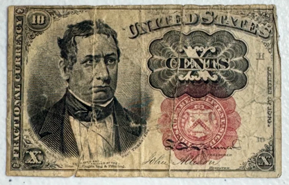 Lot of 10 U.S. Fractional Currency Notes – 10¢ 25¢ 50¢ – Civil War Era - Image 3 of 4