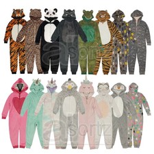Childrens Animal Hooded All In Ones Pyjamas ex M S Boys Girls Kids Xmas Gift Age