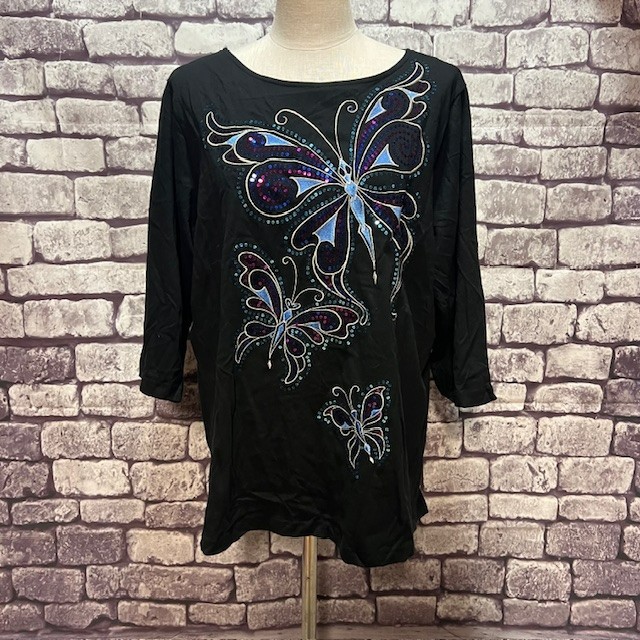 Bob Mackie Black, Silver & Blue Wearable Art Size… - image 1