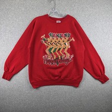 Vintage 20/20 Sport Sweatshirt Mens XL Red Christmas Reindeer Graphic USA Made
