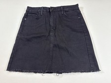 Just Black Frayed Hem Denim Skirt M Black Made In USA Casual Style (S366)