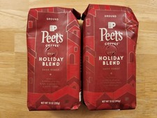 Peet's Holiday Blend Dark Roast Ground Coffee 10 Oz Lot Of 2 Bags