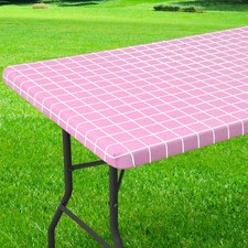 Rectangle Vinyl Table Cloth 30x60, Waterproof Elastic Fitted Tablecloth with ...