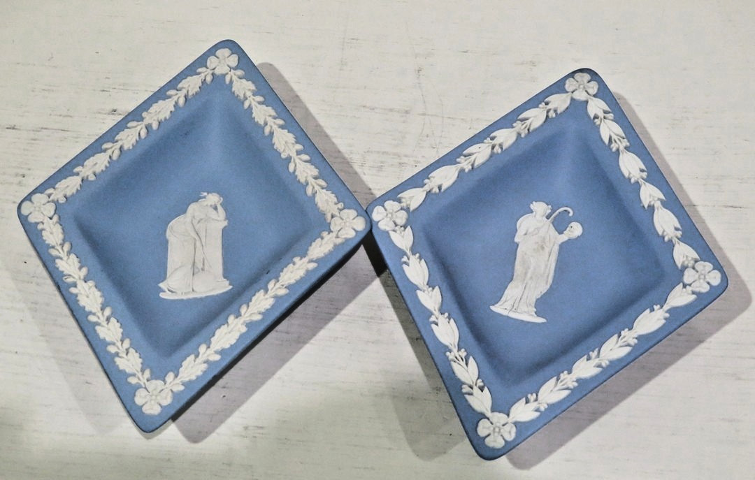 Wedgwood Jasper Ware Bridge Card Game / Trinket Trays SET 6 Wedgwood Blue