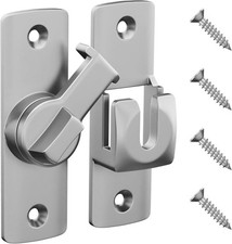 Flip Door Latch, 90/180 Degree Barn Door Latch, Silver Right Angle Door Lock Lat