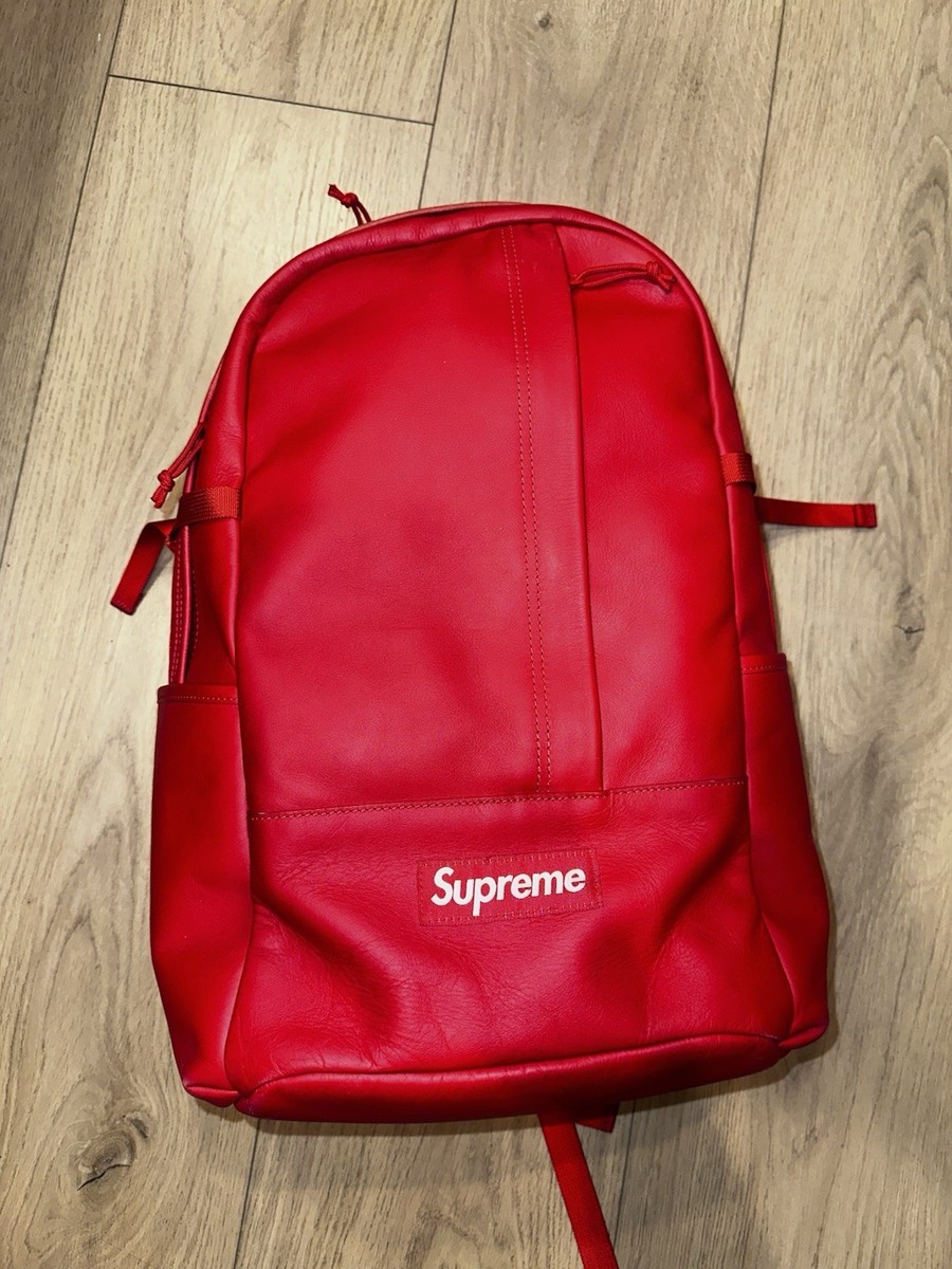 Supreme - Leather Backpack Red - F/W 2023 | eBay