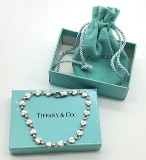 Auth Tiffany & Co. Puff Heart Silver 925 Bracelet W/Bag/Box SK110494