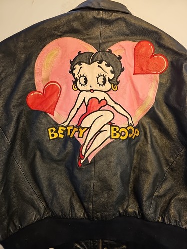 Betty Boop Herren 3XL rot schwarz Lederjacke American Toons bestickt - Bild 4 von 6