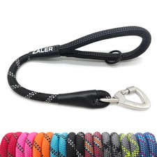 Short Dog Leash 18 Inches Rope Traffic Reflective Heavy Duty Lead Black O Ring