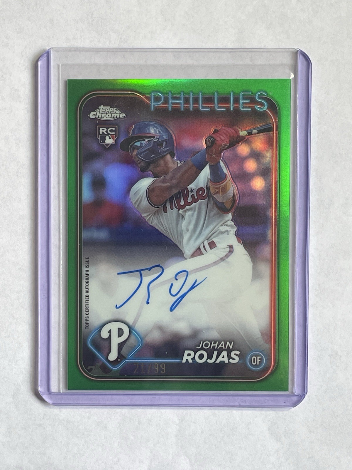 2024 Topps Chrome Update Series, Johan Rojas #RA-JRO Green Refractor Auto /99