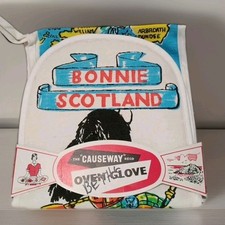 ​Souvenir vintage Bonnie Scotland cotone forno panno rialzato 28"x6" mai usato nuovo