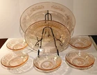 Federal Sharon Pink Depression Glass 7pc Serving Set