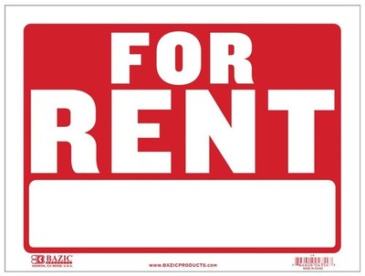 BAZIC 12'' X 16'' For Rent Sign (L-4)