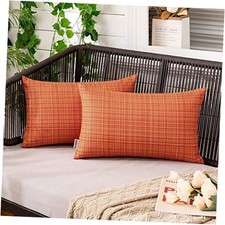 Outdoor Waterproof Throw Pillow Covers Decorative 20" x 12" Pack of 2 Orange