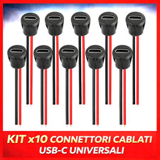 KIT X10 CONNETTORE PRESA USB-C FEMMINA TIPO RICARICA RAPIDA IMPERMEABILE 2 PIN