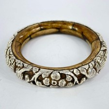 Tibetan Bangle Bone and Sterling Silver Repouss&eacute;