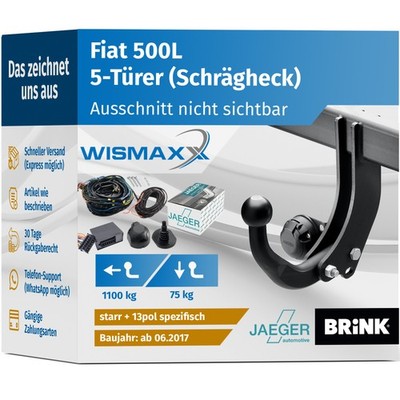 ANHÄNGERKUPPLUNG für Fiat 500L ab 17 starr BRINK +13pol E-Satz JAEGER
