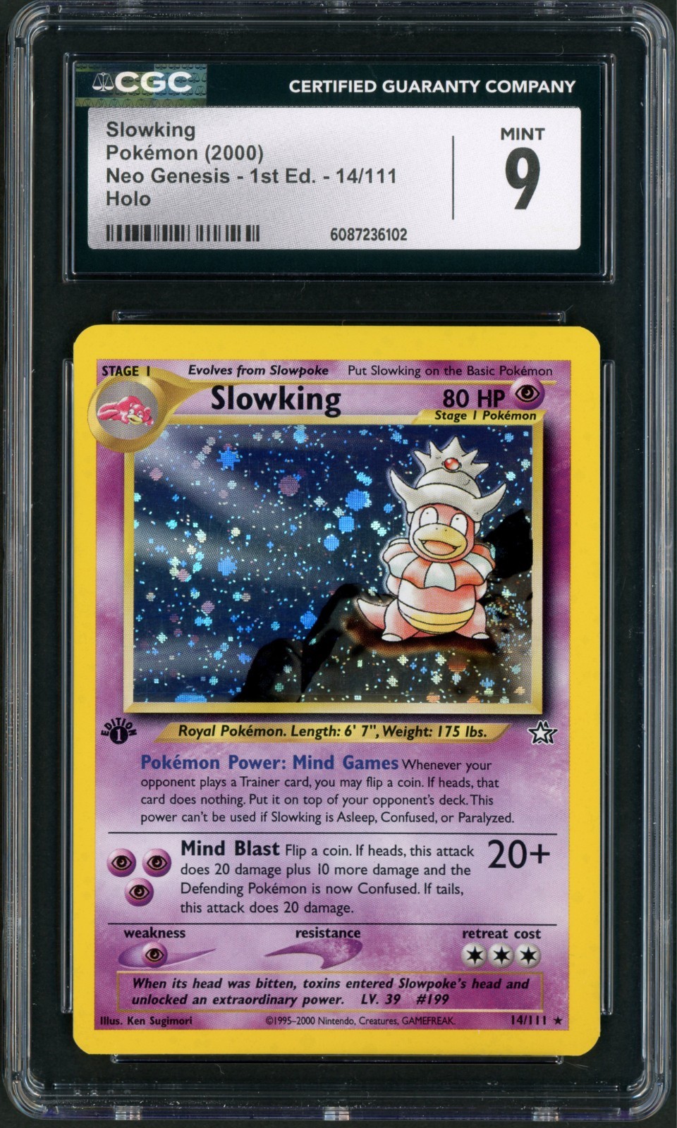 2000 Pokemon Neo Genesis 1st Edition Slowking Holo Rare 14/111 CGC Mint 9