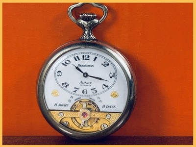    BEAUTIFUL HEBDOMAS POCKET WATCH ARNEX 8-DAY Keeping Time VISIBLE ESCAPEMENT