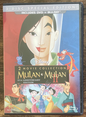 Mulan 1 & 2 II Disney Blu-Ray DVD 3-Disc Movie Collection Set F2785