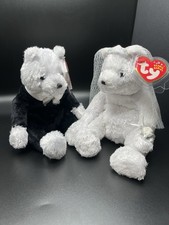 Ty Beanie Babies -BRIDE and GROOM Wedding Bear Set Retired 2002 NEW-MINT