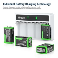 4x 9V Li-ion Rechargeable Battery Charger for 9 Volt Lithium-ion/Ni-MH/Ni-CD