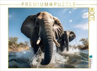 Calvendo Puzzle Large Elephants | 1000 Pieces, Finished Size 25.2 × 18.9 In (64