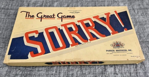 Vintage 1950 SORRY! Game  Wood Pieces Cards Parker Brothers Original 2 Boards