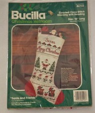 Bucilla SANTA  FRIENDS Counted Cross Stitch STOCKING KIT Christmas SEALED 82143