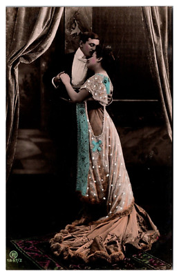 ANTQ Hand Tinted RPPC Featuring an Embracing Couple, Bright Colors, A153