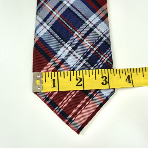 Chaps Silk Tie Plaid Blue Red Classic Preppy Church Fraternity Interview Repp - Picture 6 of 6