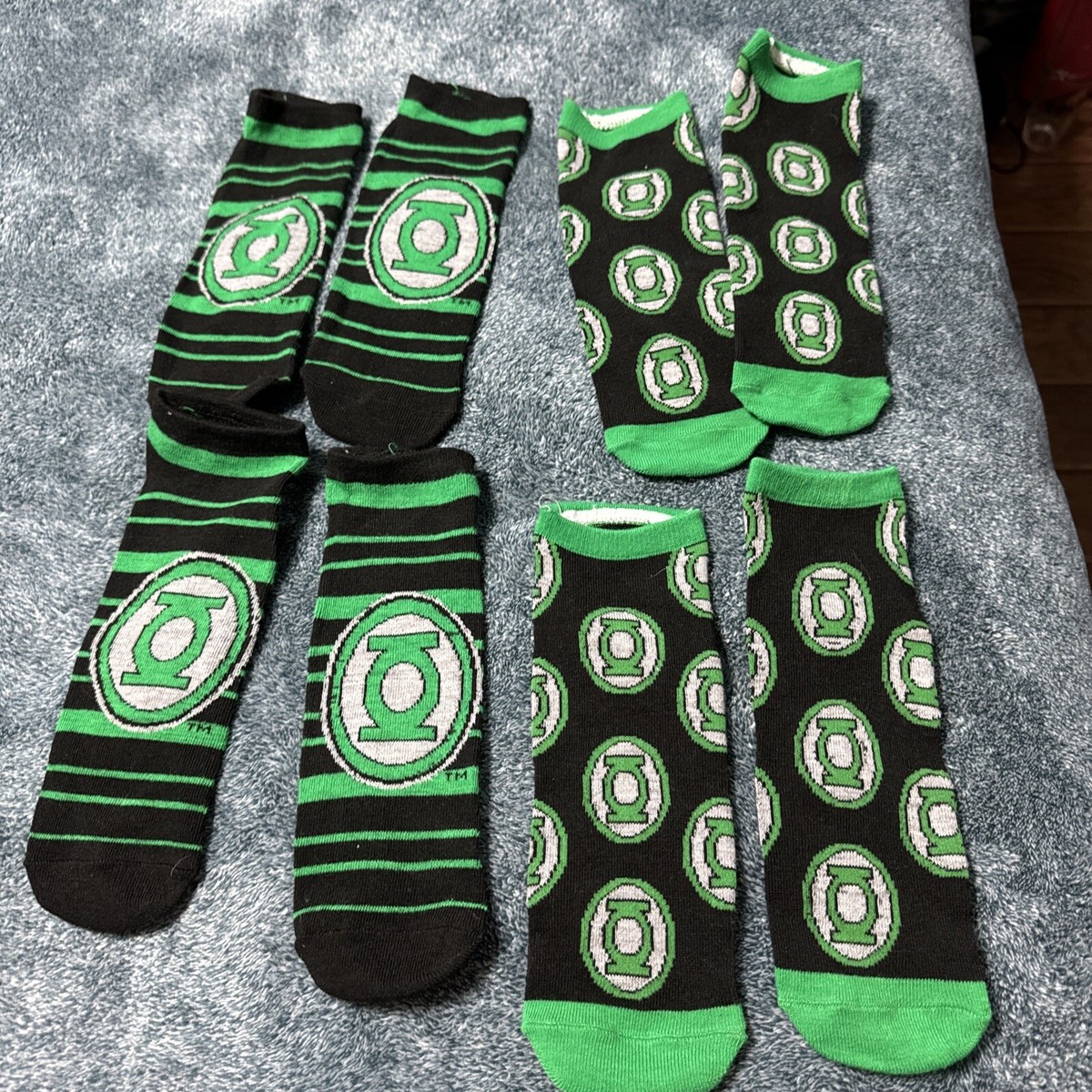 DC Comics Green Lantern Black Green 4 Pairs Socks 8 Total Socks Mens Size  6-12 | eBay