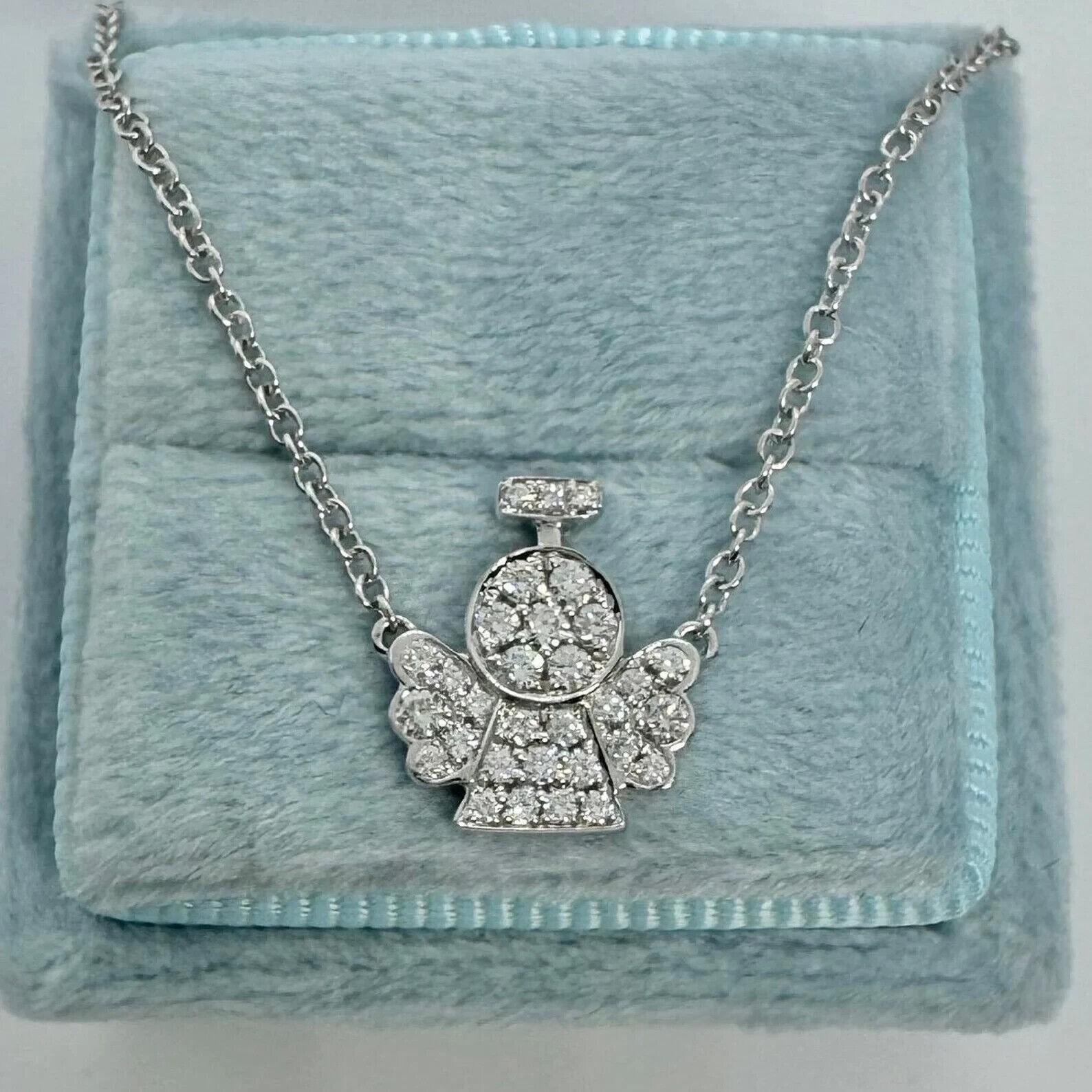 Round Cut Simulated Diamond Women's Stunning Angle Pendant 14K White Gold Plated