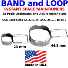 Band and Loop Dental Space Maintainer Molar Bands-Pack of 2 Same Size 23 to 44.5
