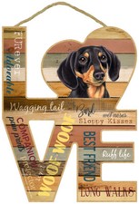 Dachshund Love Word Art Wood Cut Out 8"x11" Cute Hanging Dog Sign Gift Home L45