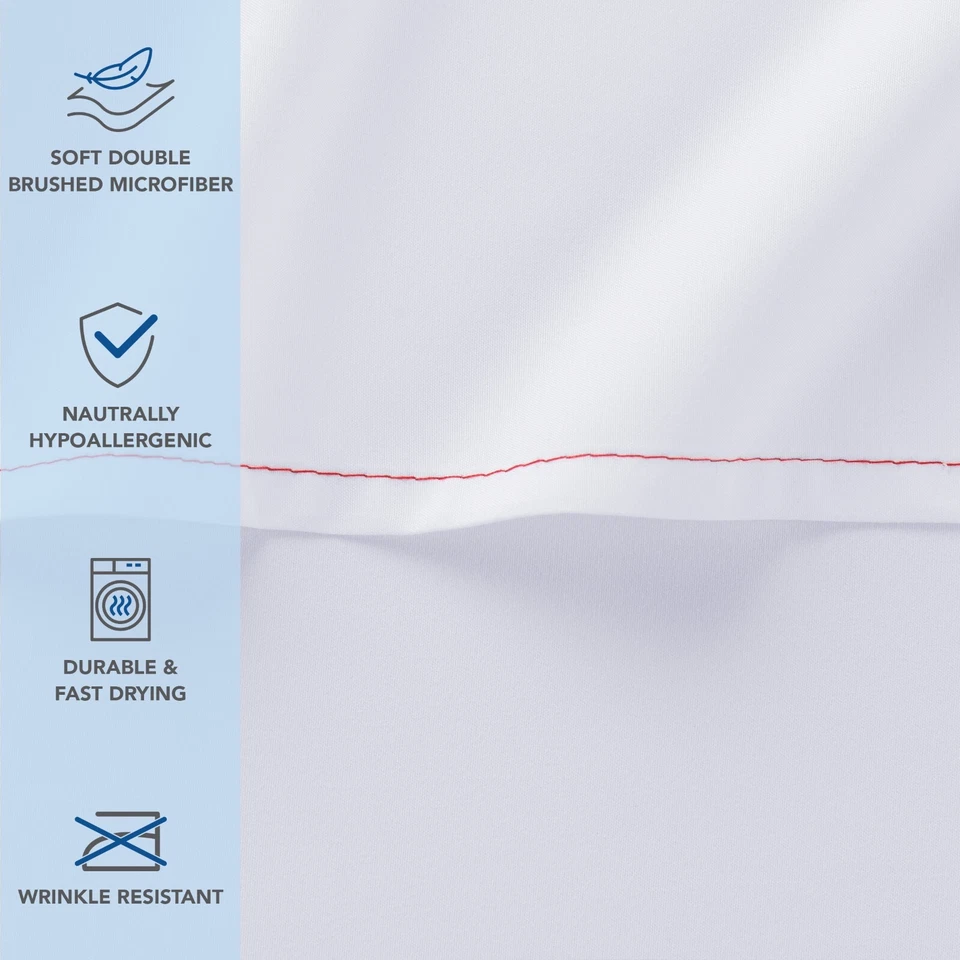 Microfiber Flat Bed Sheets (6 Pack), Color and Size Options, Color Coded Hem - Image 3 of 4