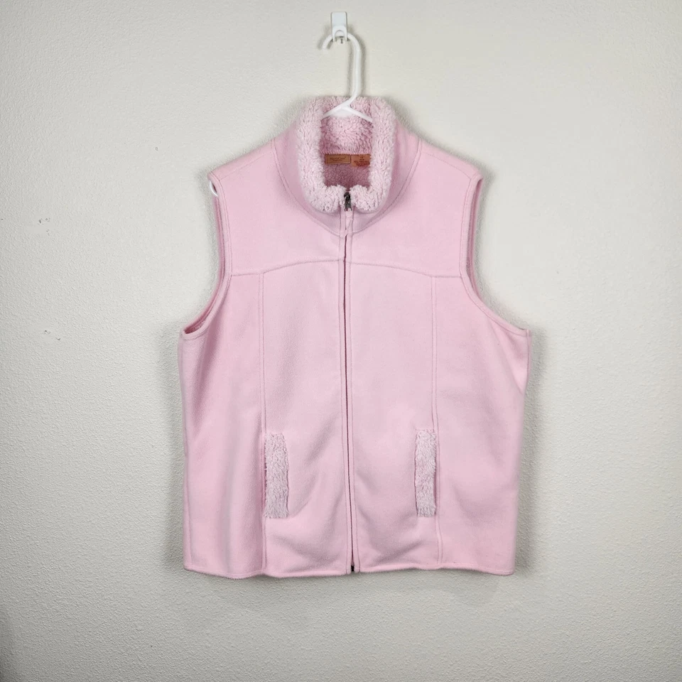 Chaleco sin mangas de lana North Crest para mujer talla 1X 16W-18W rosa cálido bolsillos acogedores Foto 2 de 4
